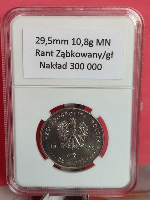 1995r. Moneta 2zł Katyń, mennicza w slabie.