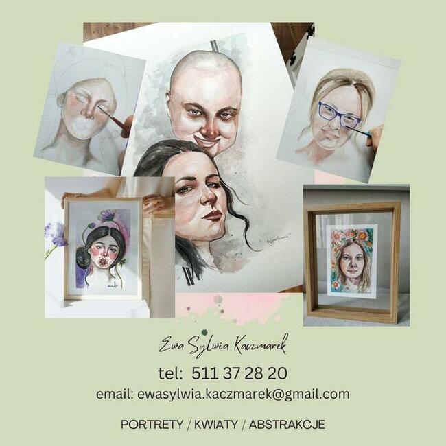 Portrety na zamówienie, obrazy ręcznie malowane. Na prezent