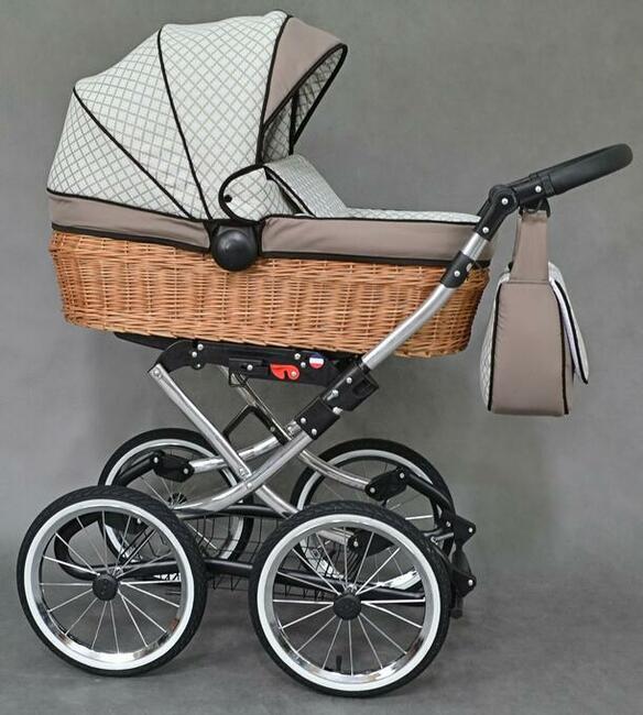 Wózek dziecięcy Retro Wiklinowy zestaw 3w1 z wikliny