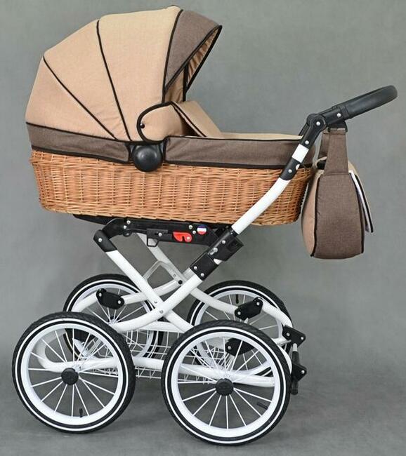 Wózek dziecięcy Retro Wiklinowy zestaw 3w1 z wikliny