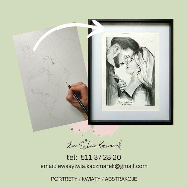 Portrety na zamówienie, obrazy ręcznie malowane. Na prezent