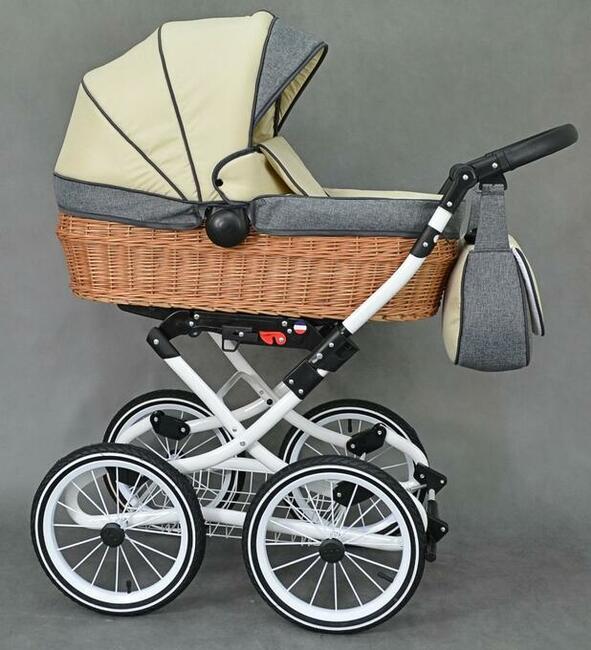 Wózek dziecięcy Retro Wiklinowy zestaw 3w1 z wikliny