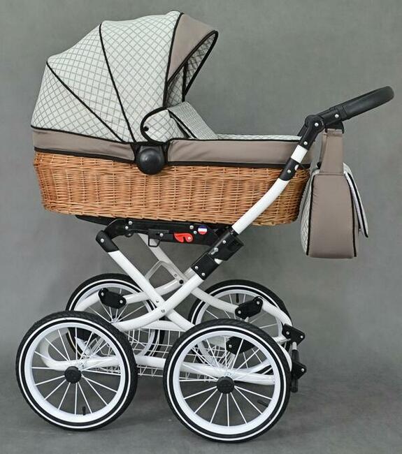 Wózek dziecięcy Retro Wiklinowy zestaw 3w1 z wikliny
