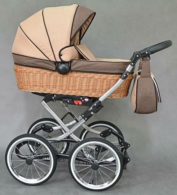 Wózek dziecięcy Retro Wiklinowy zestaw 3w1 z wikliny