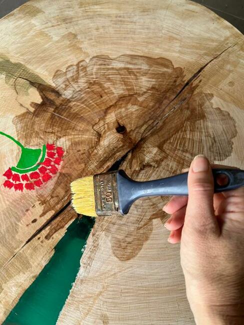 Stolik drewniany ręcznie robiony buk - duży