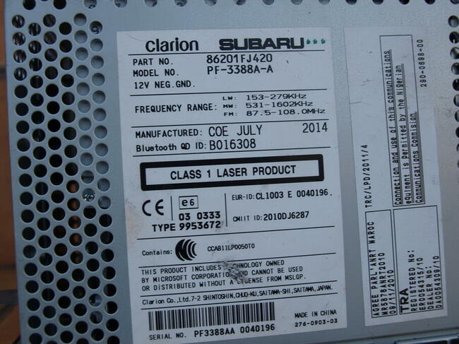 Subaru Forester XV radio CD (oryginalne)