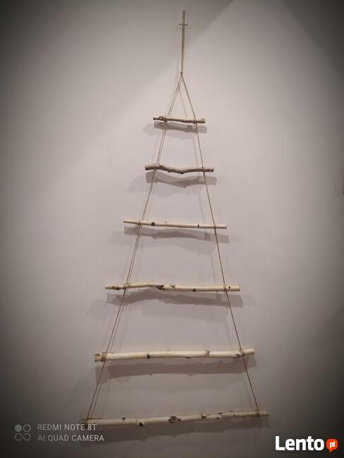 Choinka na ścianę wisząca ozdoba stroik dekoracja z brzozy