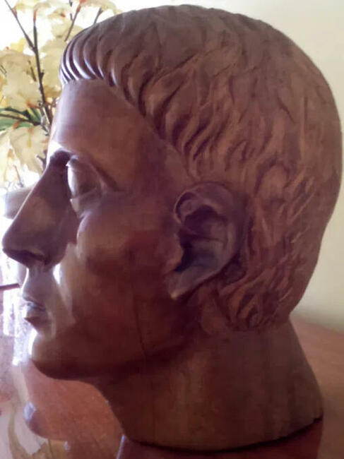 Rzeźba: Głowa Rzymianina - Lite Drewno HANDMADE