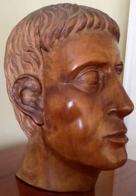 Rzeźba: Głowa Rzymianina - Lite Drewno HANDMADE