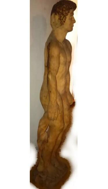 Rzeźba: Wpatrujący Mężczyzna - Lite Drewno STOJĄCA HANDMADE