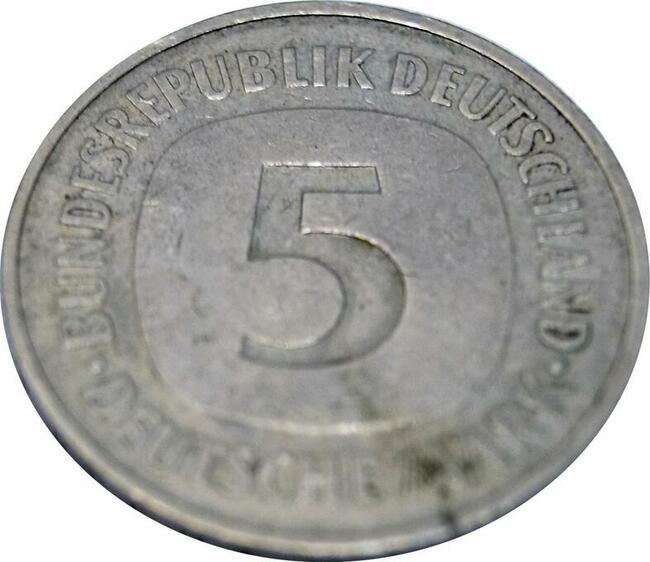 MONETA, NIEMCY - RFN, 5 MARK, 1976, MIEDŹ-NIKIEL