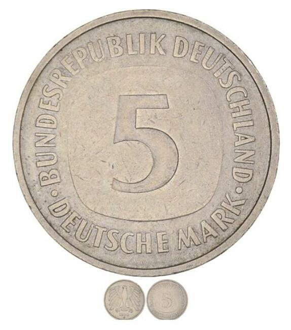 MONETA, NIEMCY - RFN, 5 MARK, 1976, MIEDŹ-NIKIEL