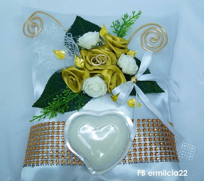 E-milcia Poduszeczka na Obrączki Poduszka ZŁOTY Ślub