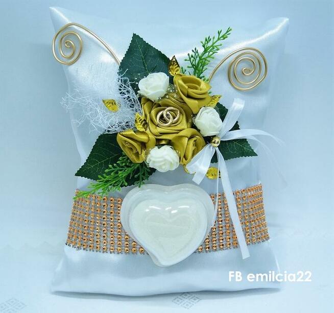 E-milcia Poduszeczka na Obrączki Poduszka ZŁOTY Ślub