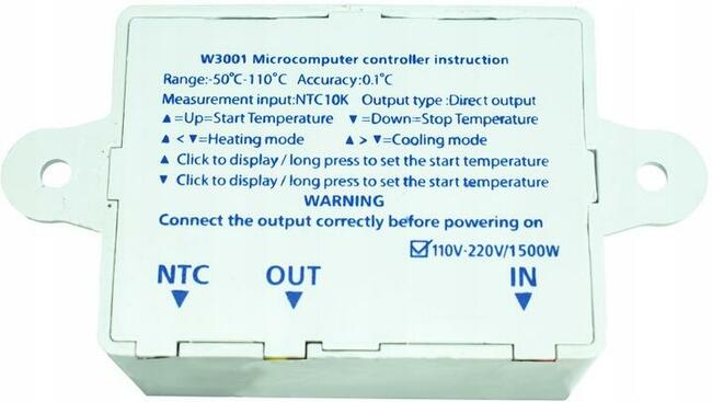 REGULATOR TEMPERATURY 230V.termostat + gniazdo z wtyczka