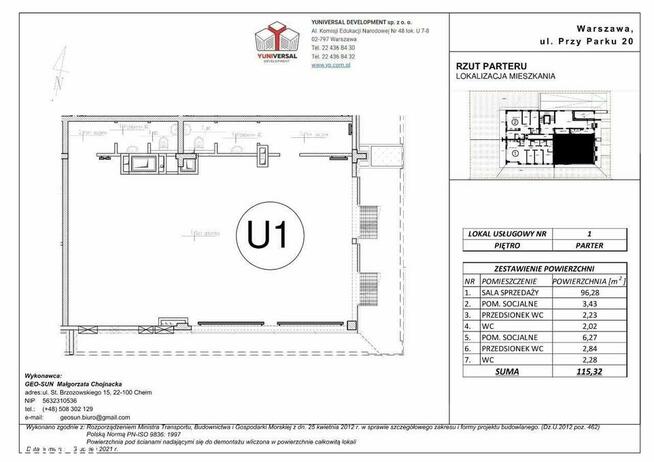 Lokal 115 m2 naprzeciwko Parku Szczęśliwickiego