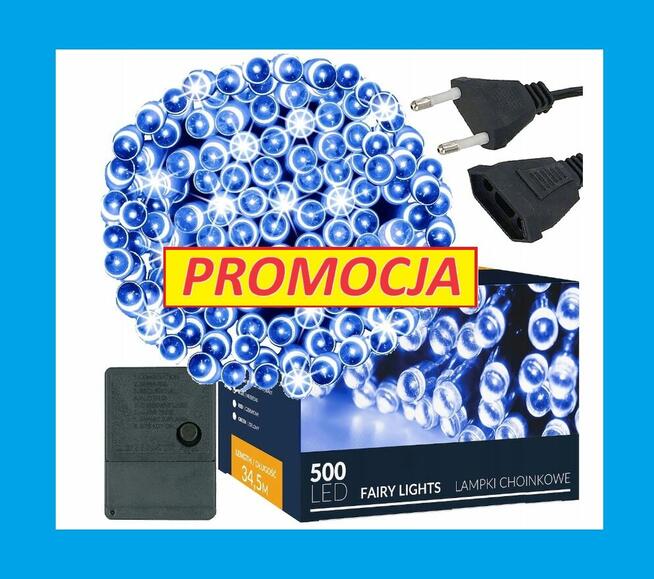 LAMPKI 500LED NA CHOINKĘ ZEW/WEW NIEBIESKIE 34,5M
