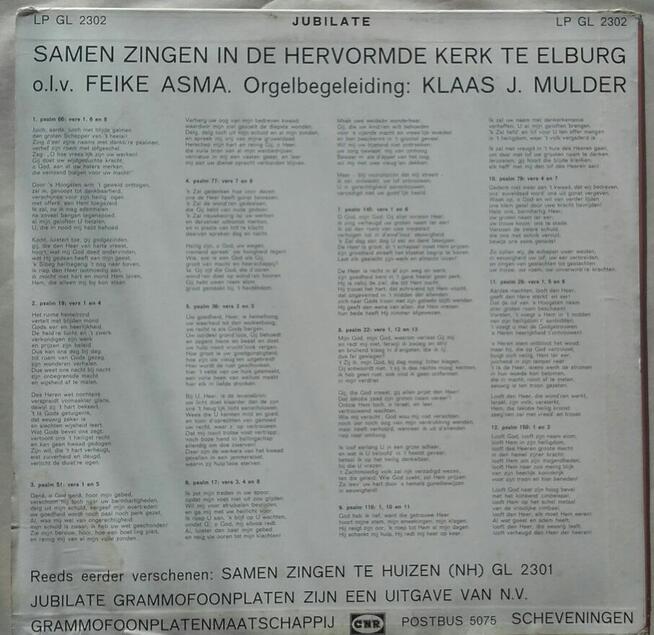 Psalmy, na organach gra F. Asma, Mulder, winyl