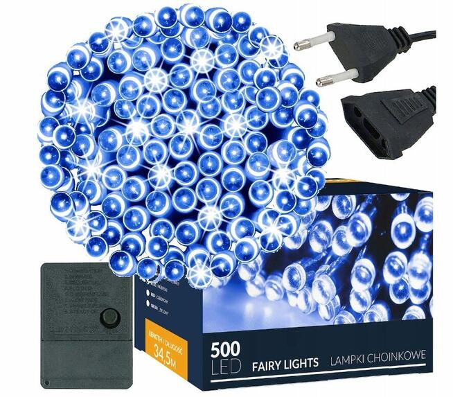 LAMPKI 500LED NA CHOINKĘ ZEW/WEW NIEBIESKIE 34,5M