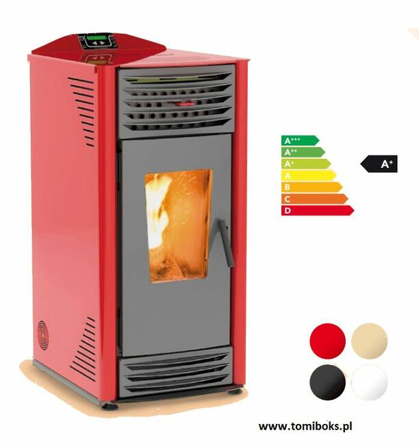 HELENA piec kominkowy, kominek na pellet 12 kW. - czerwony