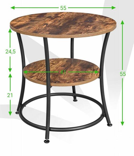 Stolik kawowy okrągły czarny metalowy Rustykalny Industrial