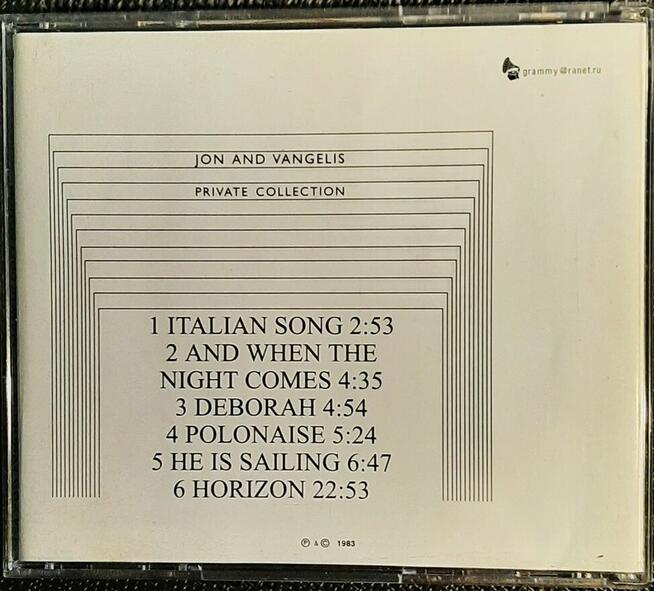 Znakomity Album CD JON And VANGELIS -Album Private Collectio