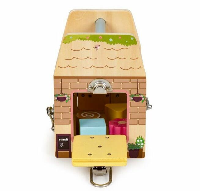 DREWNIANA KOSTKA EDUKACYJNA SORTER Z KLOCKAMI DLA DZIECI