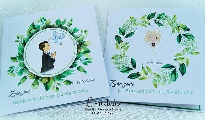 Zaproszenia I Komunia Św. spersonalizowane z kopertą