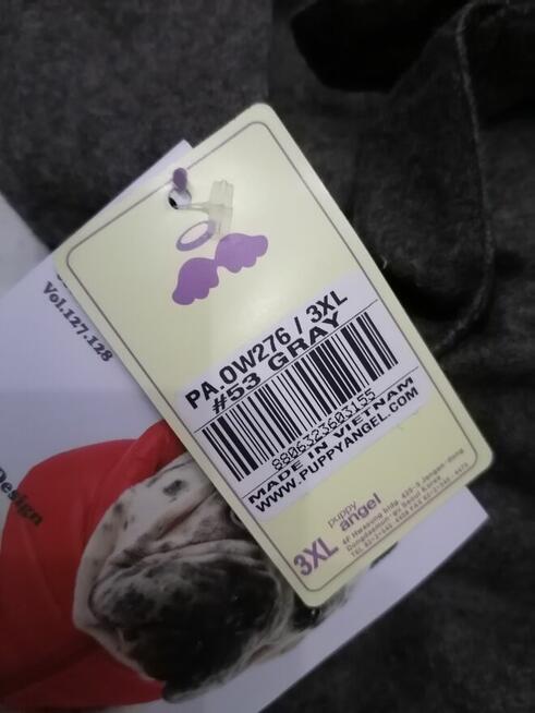 3XL Puppy Angel Płaszcz dla psa szary elegancki