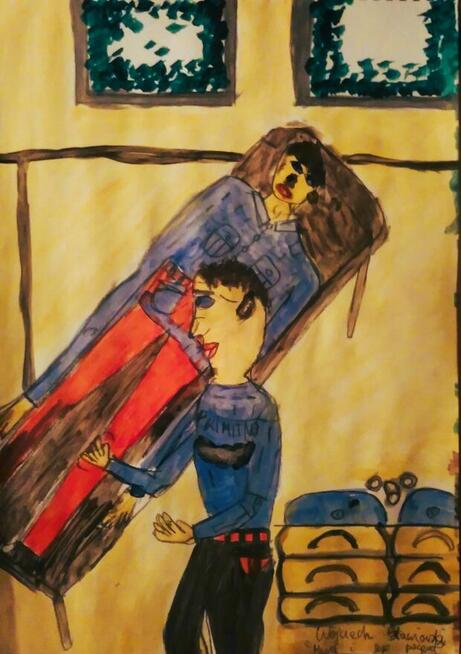 Pies na dywanie akryl, aut. Wojciech Stawiarski od FUNDACJI