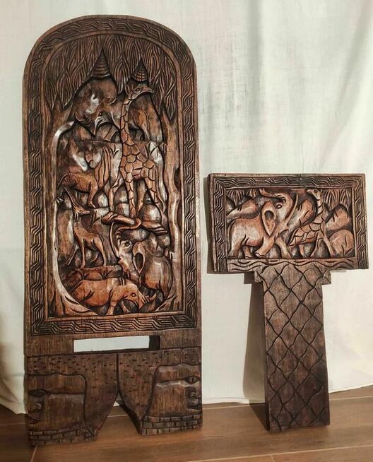 Fotele afrykańskie oryginalne z drewna egzotycznego 2 szt.