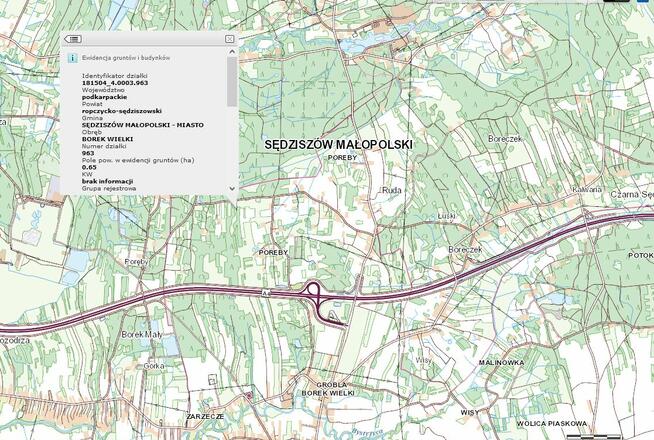 Działka na sprzedaż 77 arów Sędziszów Młp.