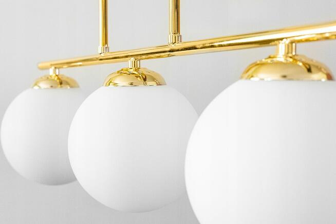 LAMPA WISZĄCA Polska ŻYRANDOL NOWOCZESNA ZŁOTA 3 KULE LOFT