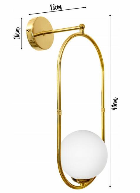 KINKIET ŚCIENNY Polski ZŁOTA LAMPA SZKLANA KULA LOFT