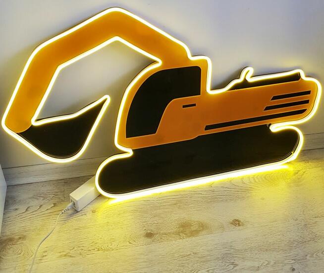 Lampka neon koparka, pokój dziecka