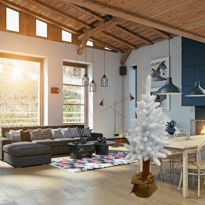 Choinka Biała Na Pniu 180cm Piękna Gęsta Sosna Śnieżka