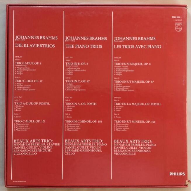 Brahms utwory na fortepian skrzypce wiolonczelę, album 2 LP