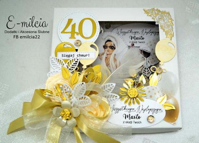 Kartka z życzeniami w pudełku z okazji 40 urodzin