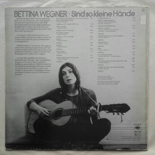 Bettina Wegner śpiewa - gitara akustyczna winyl 1979 r.