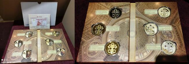 4 x Zestaw WATYKAN Sanktuaria Złoto Albu Tiara Papież Korony