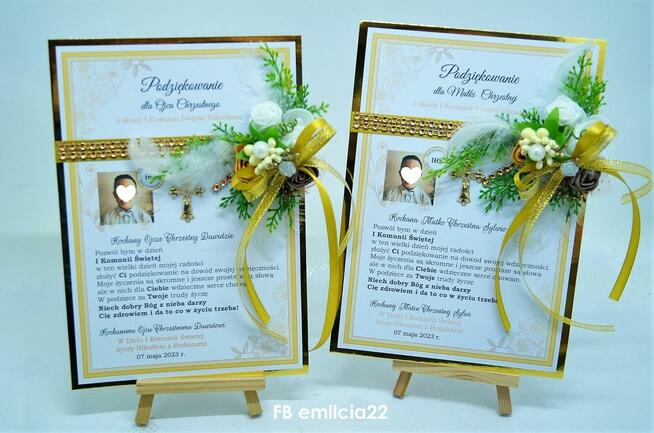 Podziękowania dla Chrzestnych z okazji I Komunii Świętej