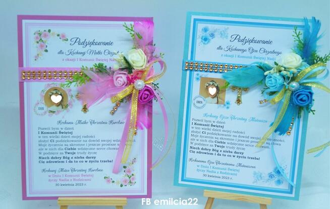 Podziękowania dla Chrzestnych z okazji I Komunii Świętej