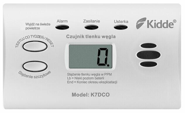 CZUJNIK CZADU TLENKU WĘGLA LCD K7DCO KIDDE Gwarancja 10LAT