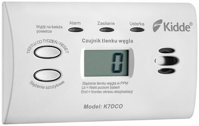 CZUJNIK CZADU TLENKU WĘGLA LCD K7DCO KIDDE Gwarancja 10LAT
