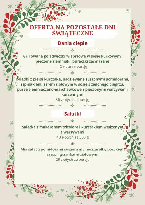 Catering świateczny 2023 - Dworek i Patio na Wdooktach