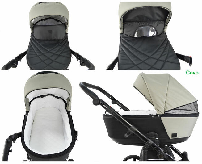 Wózek Dziecięcy Cavo Premium 4w1 Fotelik + Baza Isofix
