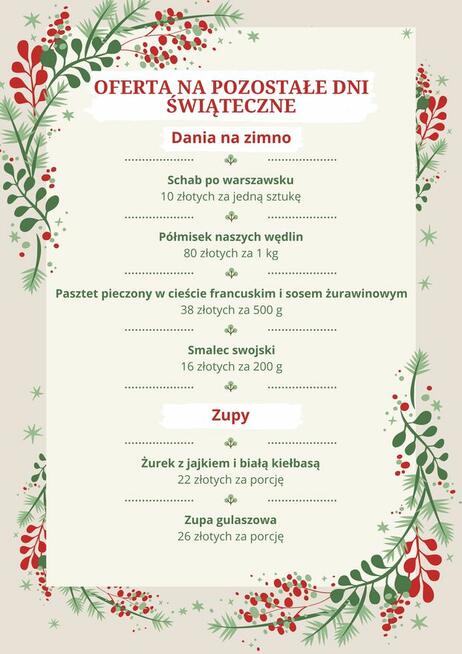 Catering świateczny 2023 - Dworek i Patio na Wdooktach