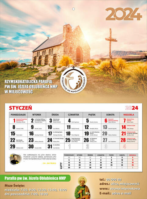 Kalendarz parafialny, kalendarze dla parafii, wspólnoty