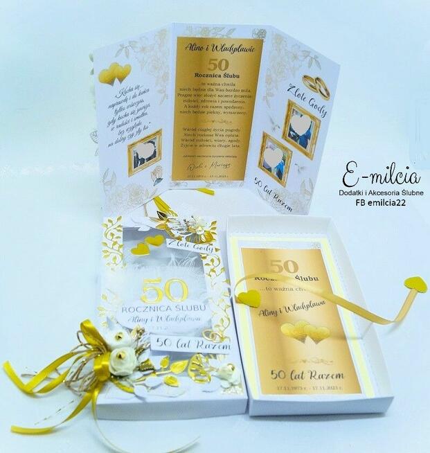 Kartka DL z życzeniami w pudełku z okazji 50 Rocznicy Ślubu