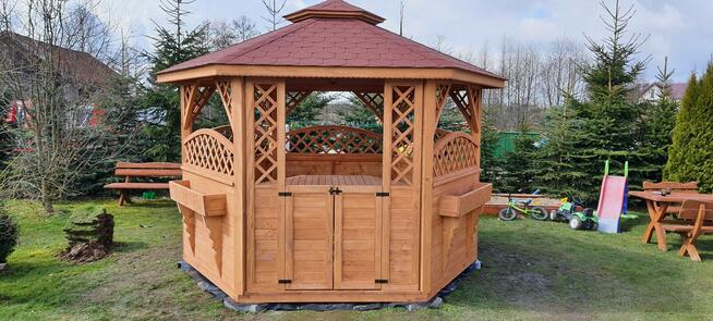 Altana drewniana ogrodowa szesciokątna